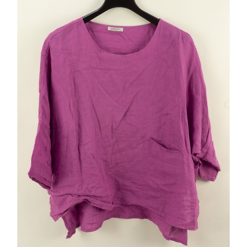 Banana Blue Australian Linen Oversized Tunic Top Long Sleeve Womens Large Pink